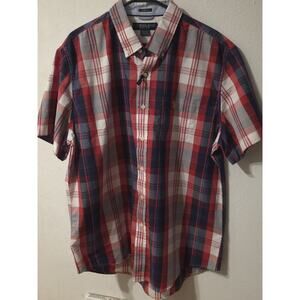 US Polo Assn Button Down Men's Shirt Blue Plaid Short Sleeve - Sz XL NWOT